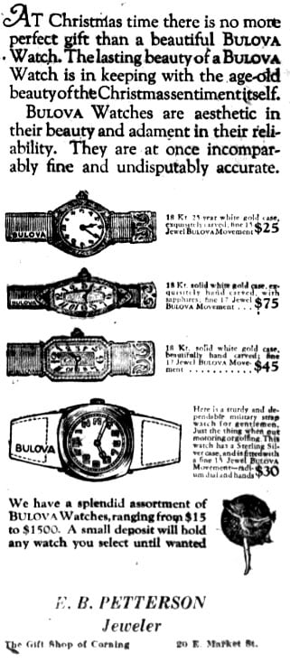 1923 Bulova watch newspaper advert