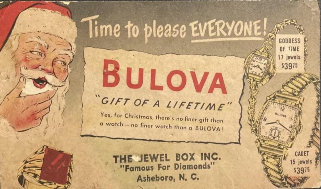 1948 Bulova Goddess of Time and Cadet postcard