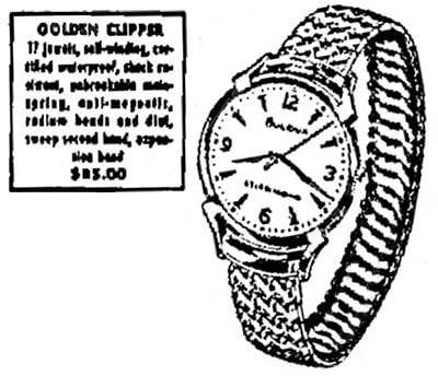1950s Bulova Golden Clipper watch