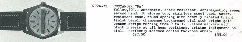 1973 Bulova Commander "BA"