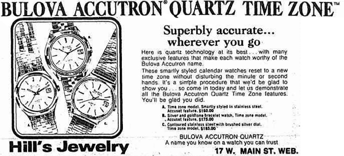 Bulova Accutron Quartz Time Zone watch