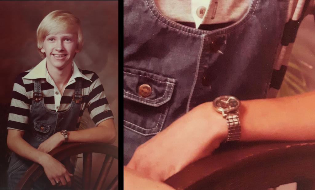Wearing my Accutron Spaceview in 1978