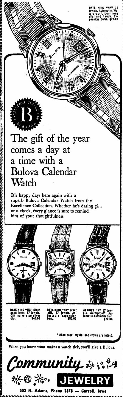 1968 Bulova Date King watch
