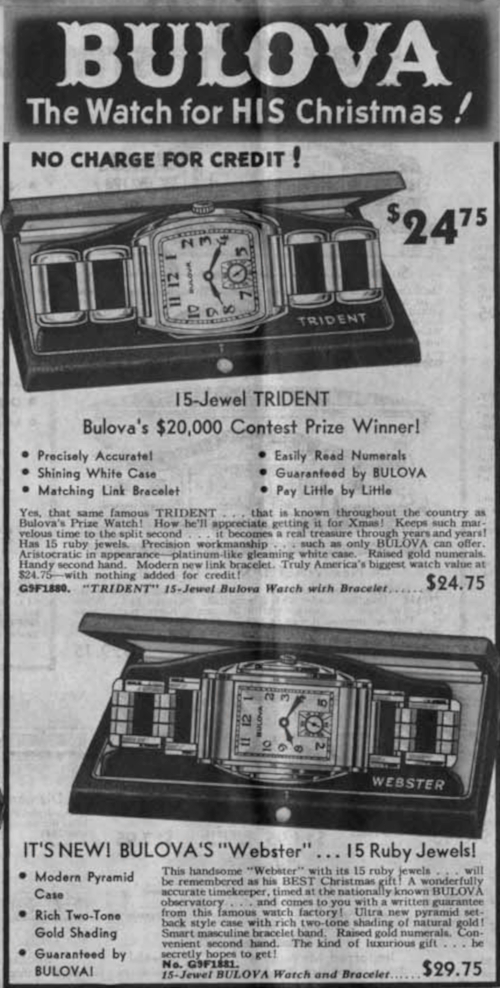 1933 Bulova Trident and Webster