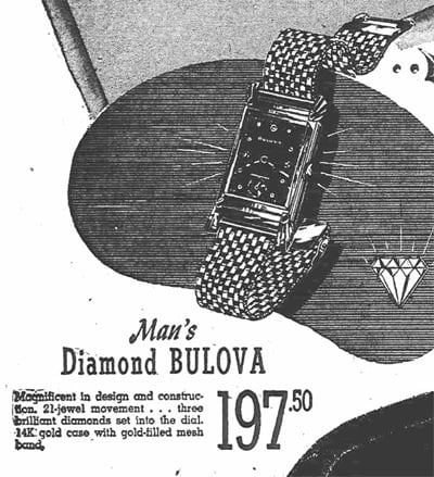 1947 Bulova Mens Diamond watch