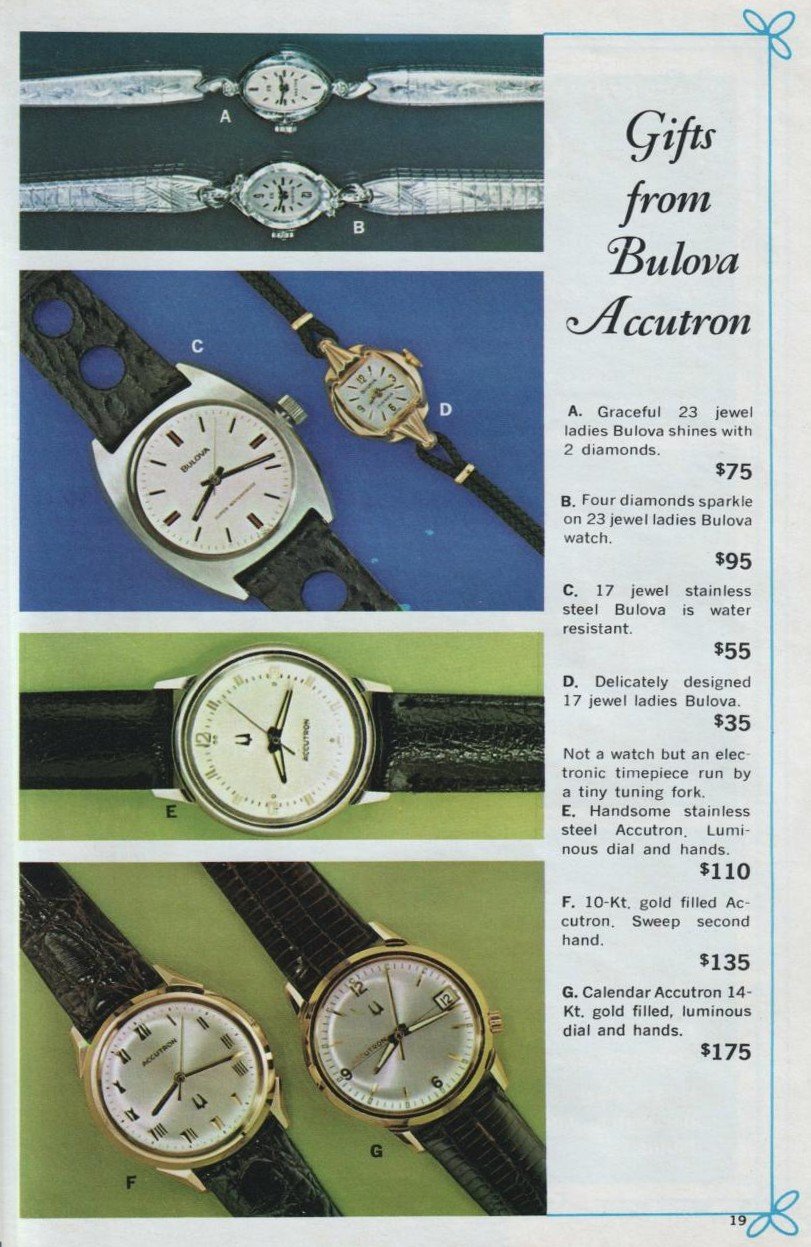 1970 Bulova & Accutron watch advert - Gifts from Bulova Accutron