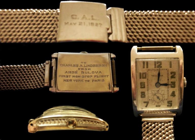 The 1927 Bulova watch presented to Charles Lindbergh