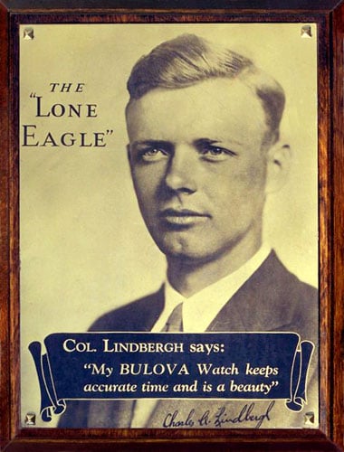 Vintage Bulova Advertisement featuring Charles Lindbergh