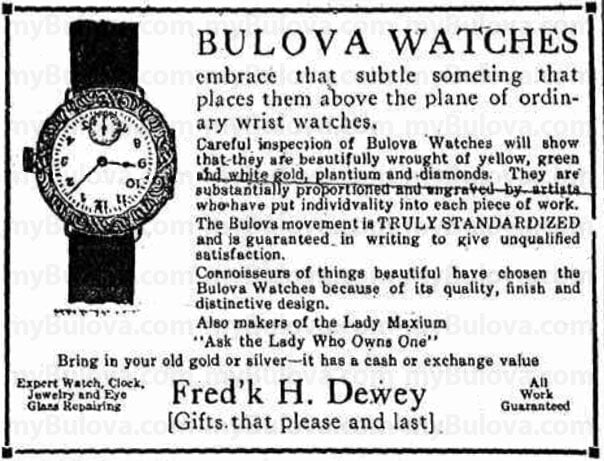 1922 Bulova newspaper advert