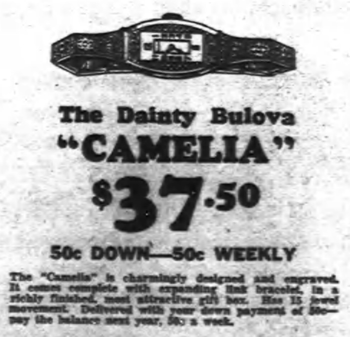 1929 Bulova Camelia ladies watch