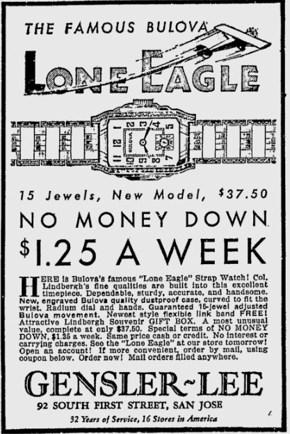 1932 Gensler-Lee Bulova Lone Eagle Advert