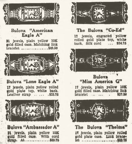 1940 Bulova advert with Lone Eagle "A"