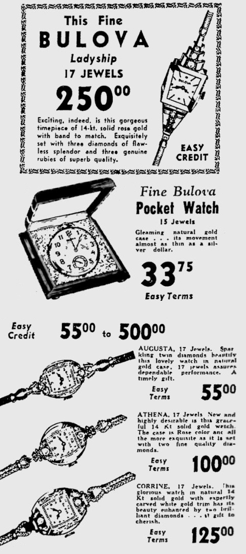 Bulova watch advert The-Pittsburgh-Press-Dec-21-1945