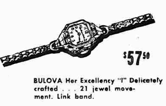 1947 Bulova Her Excellency 'I' watch