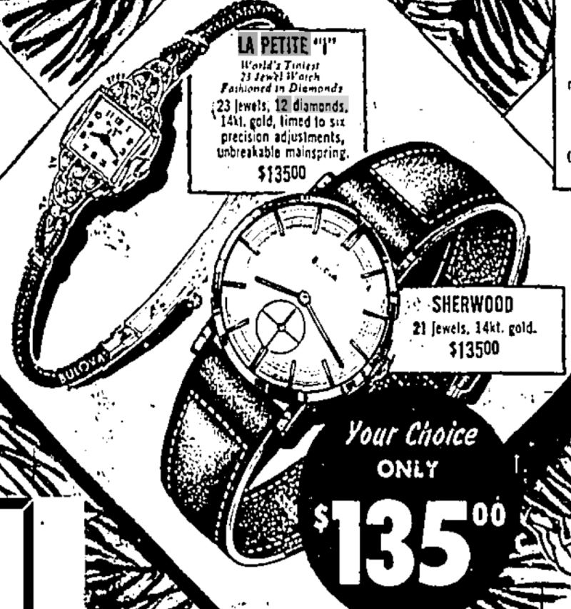 1953 Bulova La Petite and Sherwood watches