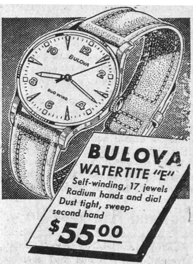 1952 Bulova Watertite "E" watch
