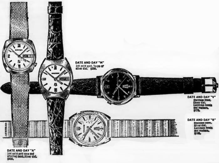 1970 Bulova Accutrons Date and Day watches