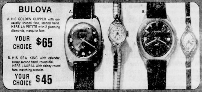 1970 Bulova watch advert