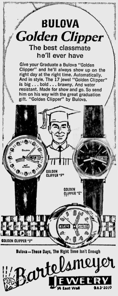 1970 Bulova Golden Clipper newspaper advert
