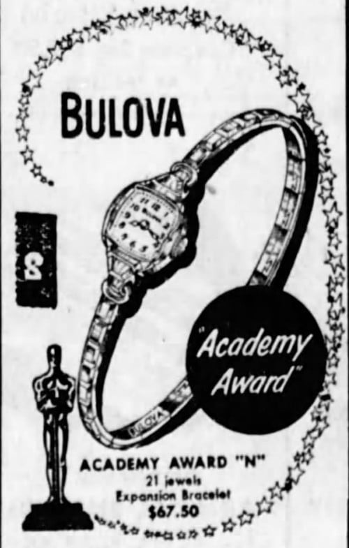 1950 Bulova Academy Award "N" ladies watch