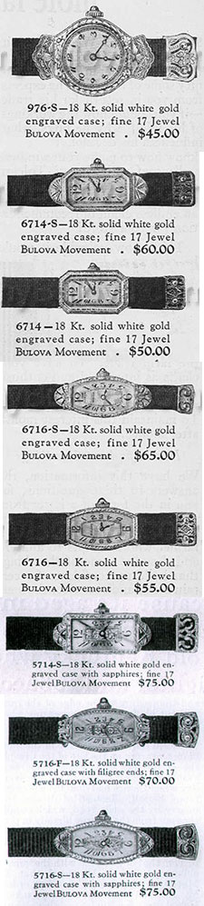 Early Bulova 'S' Band type watches of the 1920s