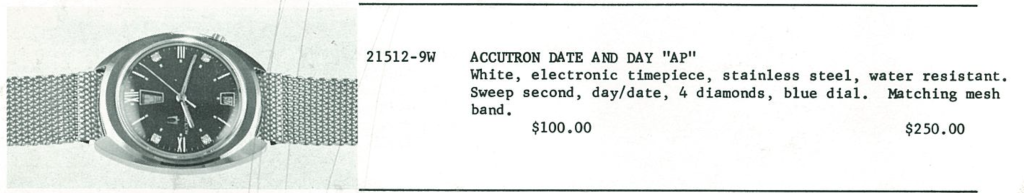 1970 Bulova Accutron Date & Day "AP"
