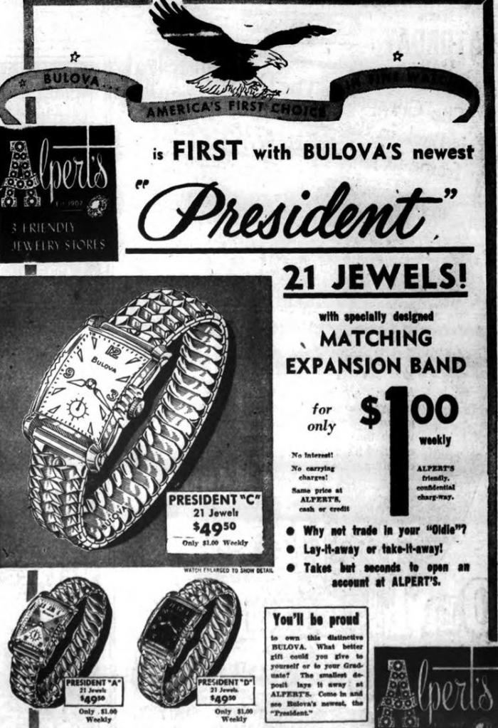 Early 1950's Bulova President Ad