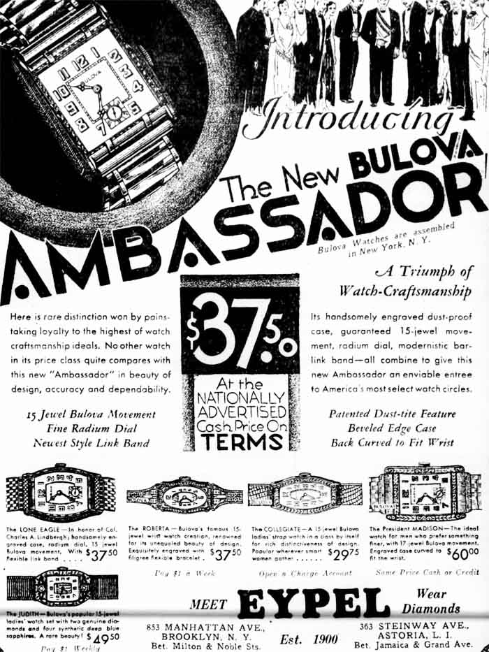 1929 Bulova watch advert