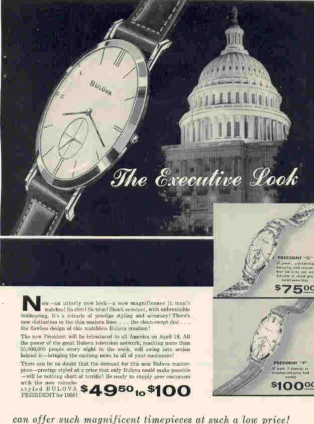 Vintage Bulova 1956 President Watch Ad