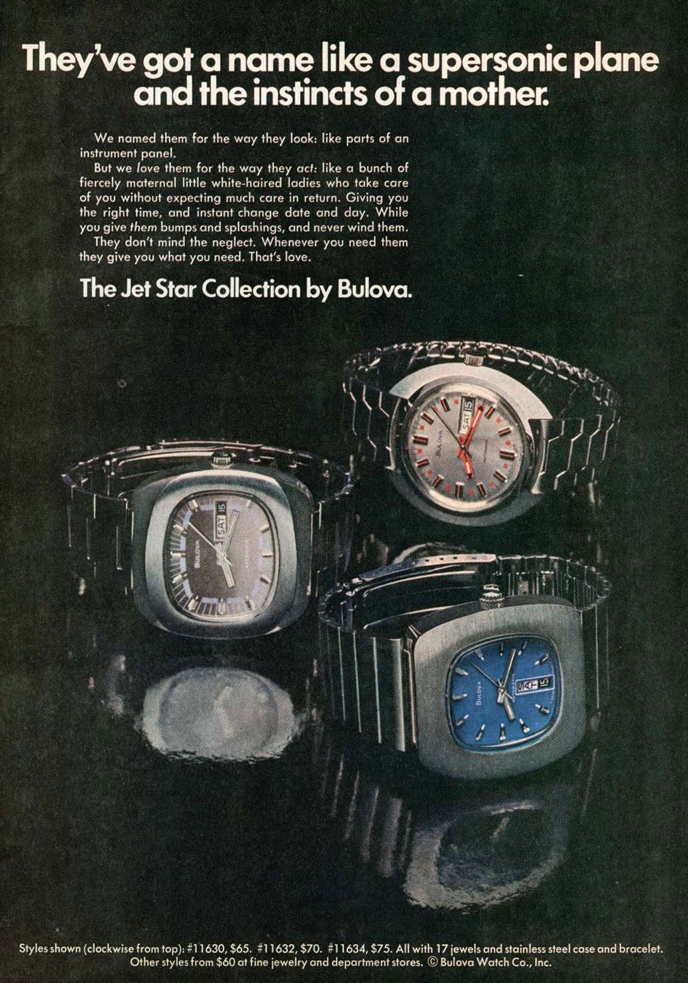 1973 Vintage Bulova Jet Star Collection Ad - Courtesy of Geoffrey Baker