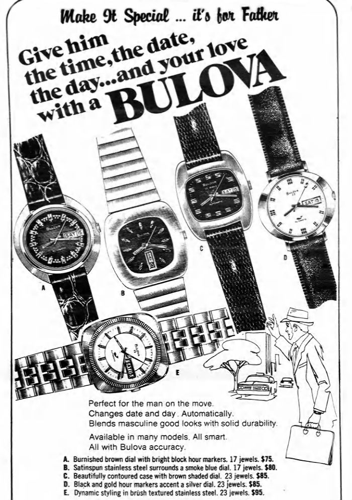 '74 ads list a brown dial, i believe the blue dials are all '73s