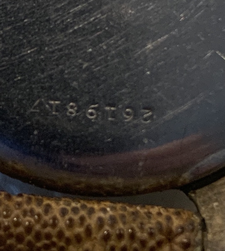 Back of watch showing serial number 