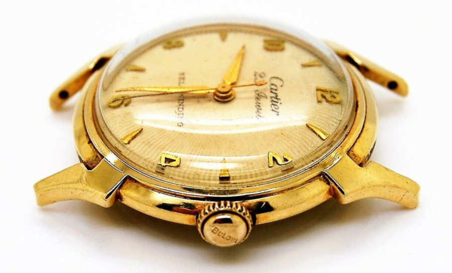 Cartier by Bulova 1956 14KT Gold with variant lightning bolt lugs 
